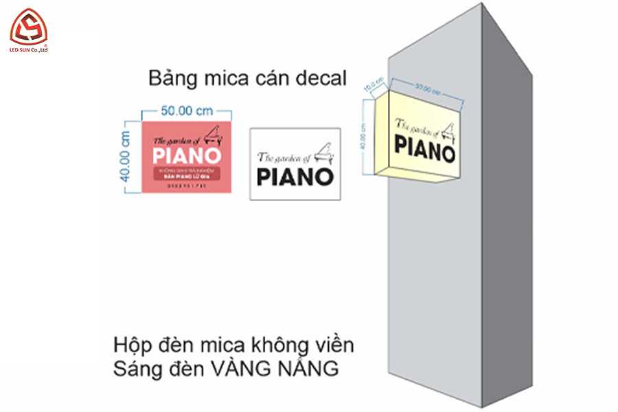Thiết kế hộp đèn mica không viền
