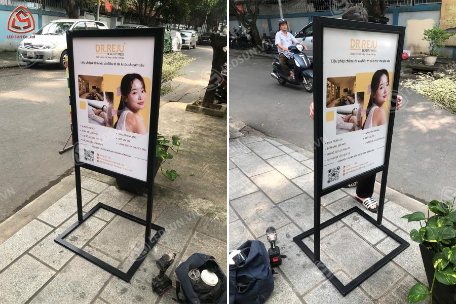 standee chân sắt ngoài trời