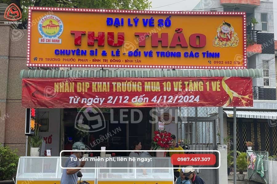 Mẫu bảng hiệu đại lý vé số Thu Thảo