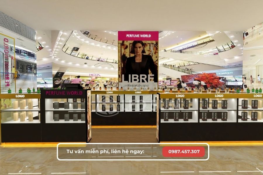 thiết kế gian hàng trong trung tâm thương mại