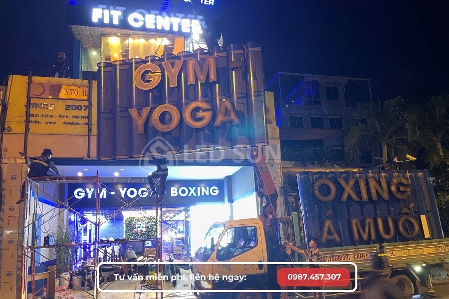 quá trình thi công phòng gym của led sun