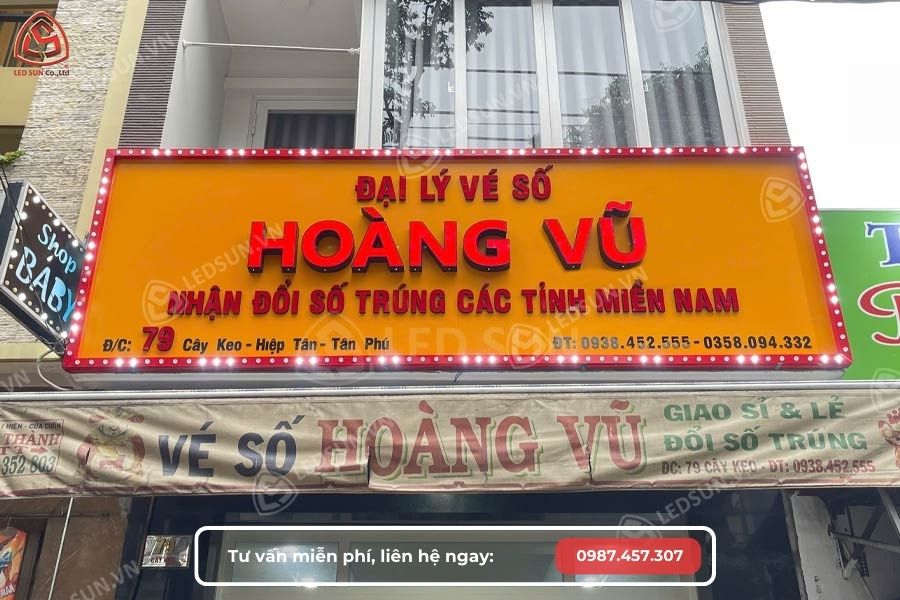 bảng hiệu đại lý vé số bằng alu