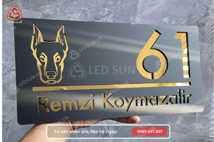 Biển số nhà làm bằng Inox