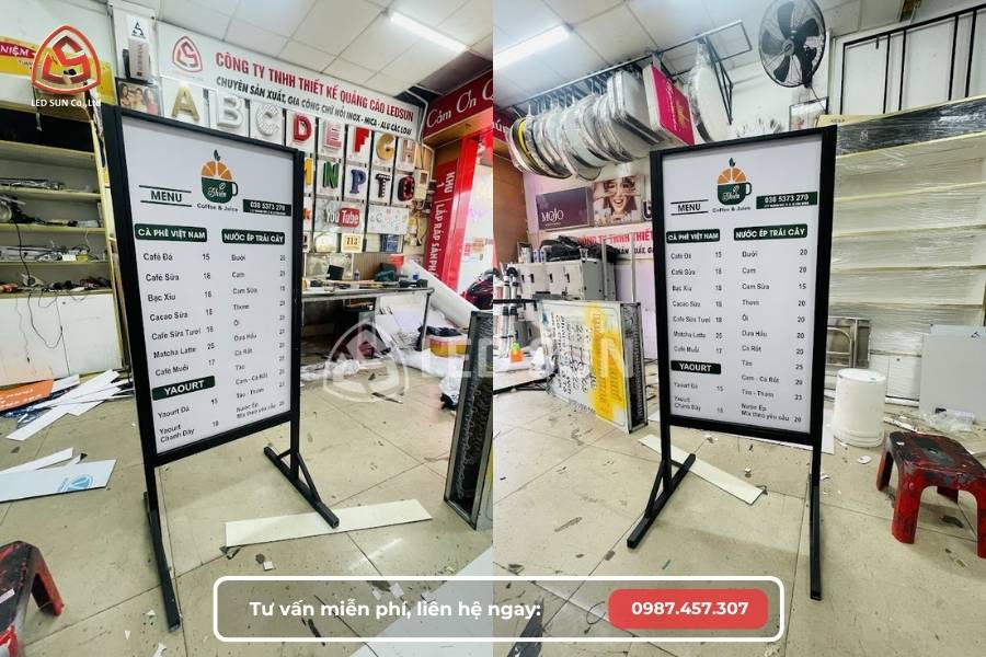 bảng mica đứng quảng cáo