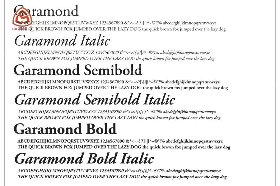 Font chữ đẹp cho quảng cáo Garamond